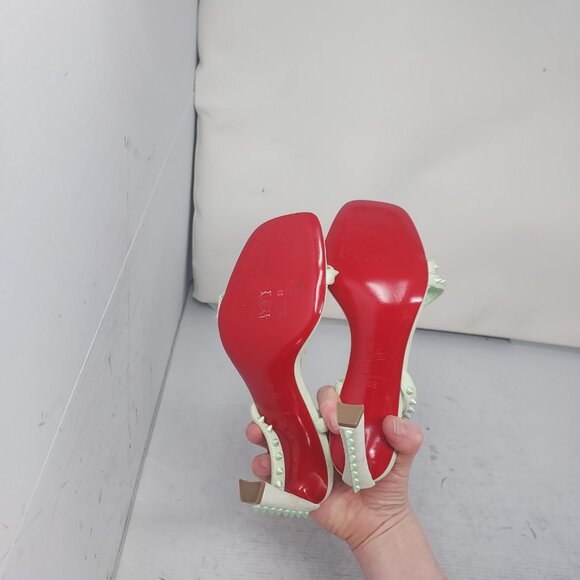 CHRISTIAN Rosa Condorapik Spikes Mint Green Slingback Sandal - Picture 2 of 10